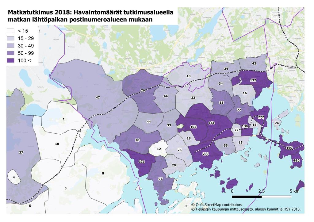 Analyyseja varten alle 15 havainnon