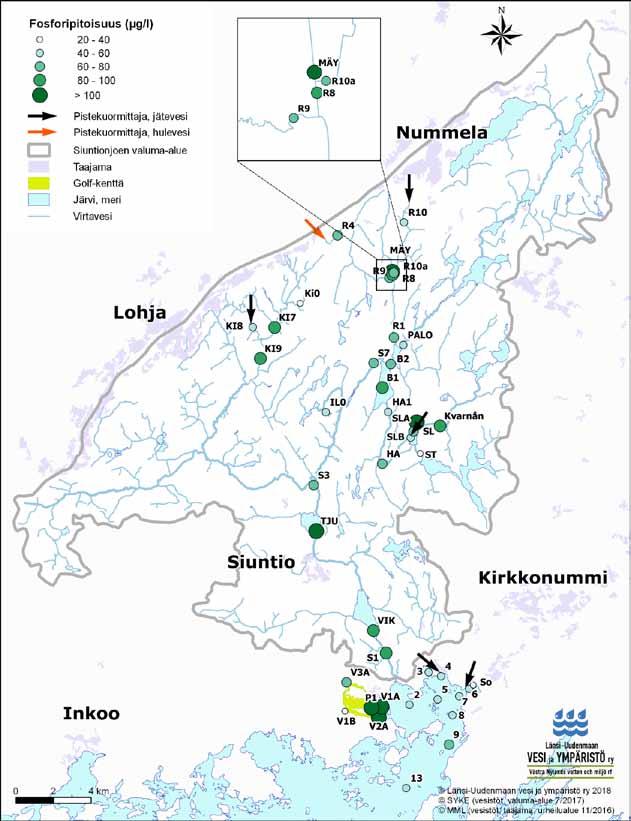 Kuva 13. Keskimääräinen kokonaisfosforipitoisuus v. 217.