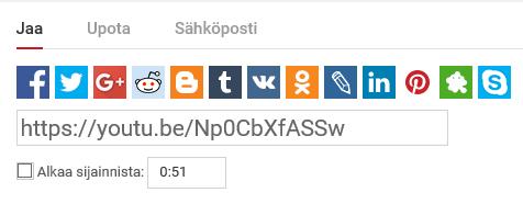 Videon jakaminen YouTube videon voi jakaa seuraavilla tavoilla: Valitaan haluttu palvelu suora jako (esim.