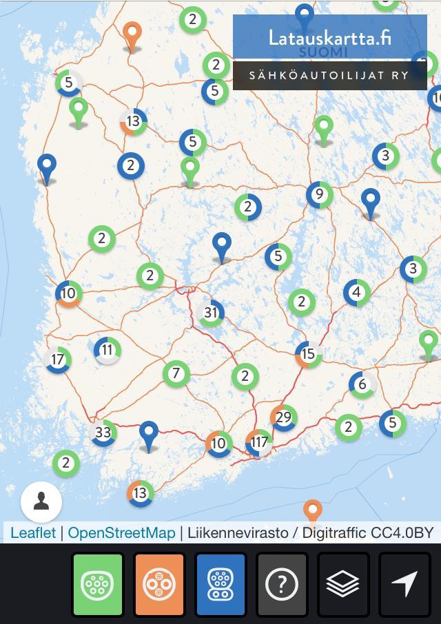 Suomen latauspistekanta 06/2018 Sähköautojen latauspaikat ja -pisteet Suomessa 2017-2018 Tilanne 30.6.2018 Latauspaikat Type2 Tesla Dest.