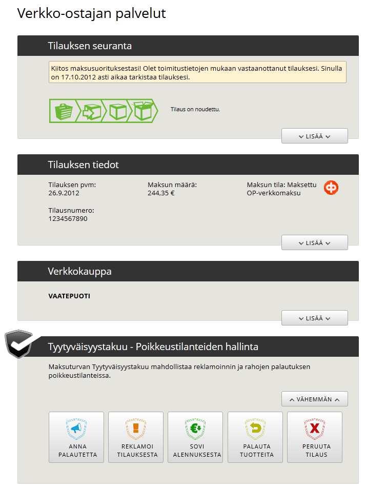 8 Verkko-ostajan palvelut ja Tyytyväisyystakuu Maksuturvan Tyytyväisyystakuu tekee verkko-ostamisesta yhä helpompaa ja sujuvampaa sekä verkkokauppiaalle että sen asiakkaille.