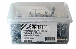 Tuotekoodi Väri Hinta/200kpl EAN 4255K A2 Kirkas 14,90 A TERASSIRUUVI RUSKEA 4,2x55