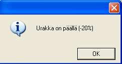 Urakointi % ja urakka-ajan päivitys Laskija voi määritellä Urakointi % päälle