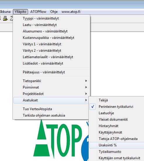 Valintaa ei voi tehdä projektin ollessa auki.