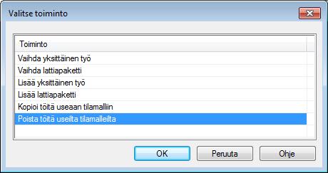 laskentamallit, joista työrivi(t) poistetaan.