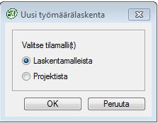 Valitse tilamallit jo lasketusta projektista tai laskentamalleista.
