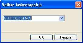 Raportit Kustannuslaskenta Exceliin 1/4 Kustannuslaskentaan pääset joko työmäärälaskenta ruudulta painikkeesta Kust.lask. tai Tulosta Kustannuslaskenta Exceliin Ohjelma pyytää valitsemaan laskentapohjan.