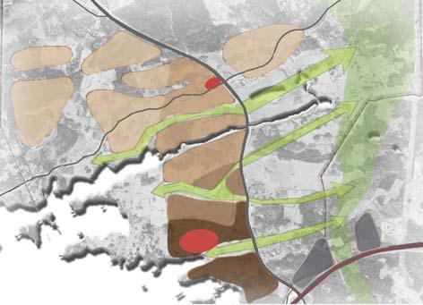 - Teollisuudelle ja yrityksille on mahdollisia sijoituspaikkoja alueen eteläosissa sekä ohitustien ja valtatien 9 varressa.