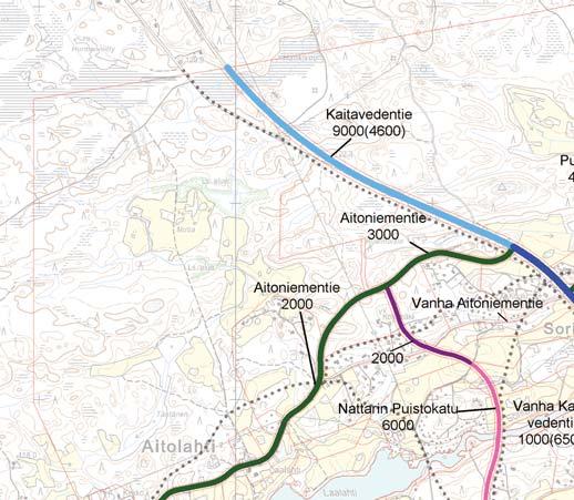 6 OSAYLEISKAAVA 6.8 Liikenne Tarstenjärven osayleiskaavan maankäyttö tukeutuu valtatien rinnakkaisväylään, jonka muodostavat maantie (Kaitavedentie) ja pääkokoojakatu (Näätäsuontie).