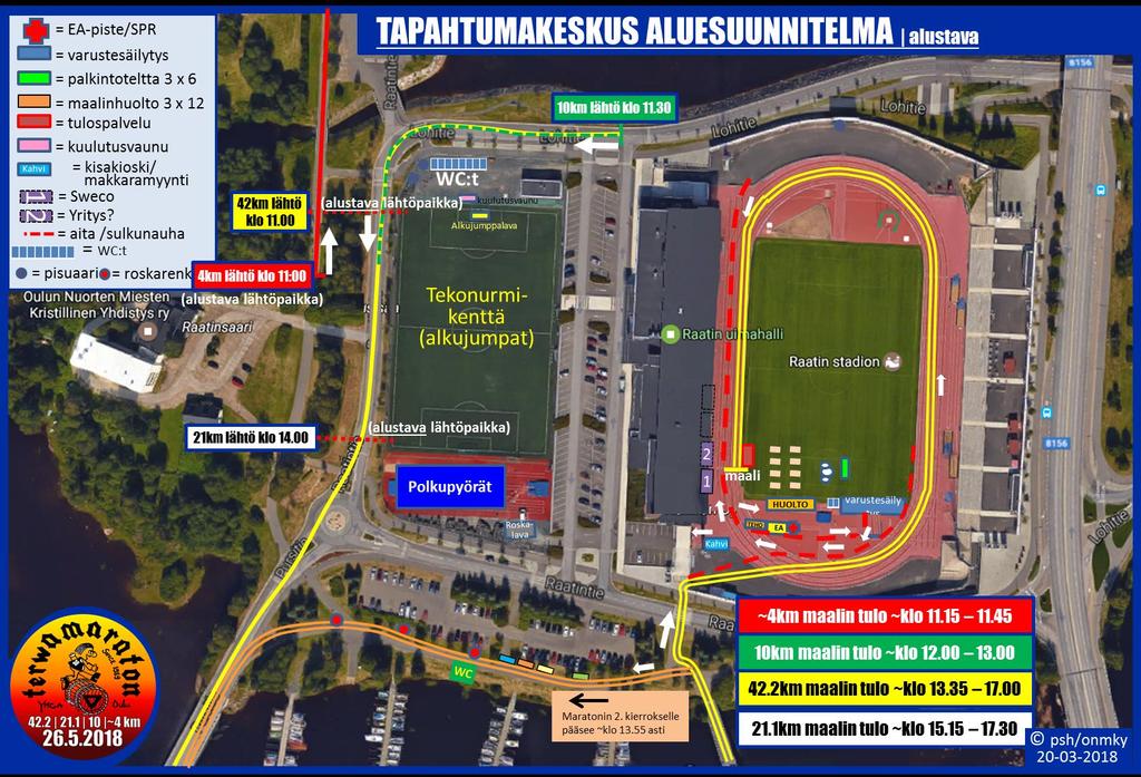 Kisakeskuksen aluesuunnitelma / MAALIN HUOLTO HUOM: LÄHTÖPAIKAT