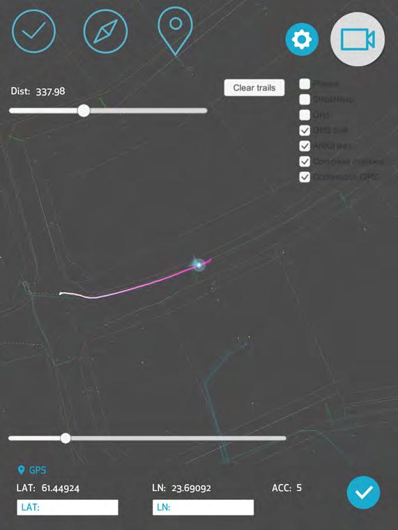 Sovelluksen paikannustarkkuus 4. Testi - paikannuksen tarkkuuden arviointi Neljännessä kenttätestauksessa 12.9.2018. etsittiin syitä ARkit:n että GPS:n ilmoittamaan heikkoon tarkkuuteen.