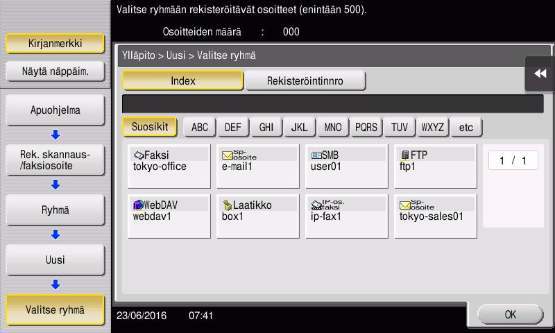 Voit hakea kohdetta seuraavilla kahdella tavalla. % [Index]: Hakee kohteen nimeä hakemiston perusteella.
