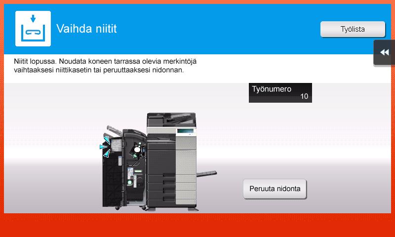 Kun näyttöön tulee viesti, jossa kehotetaan vaihtamaan tarvikkeet tai tekemään puhdistus 5.5 5 5.