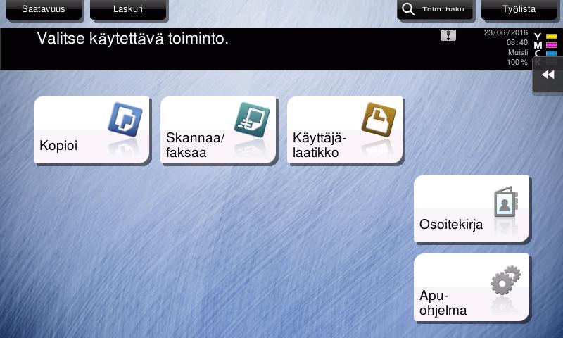 2 Liukuvalikko Voit avata valikon napauttamalla kosketuspaneelin