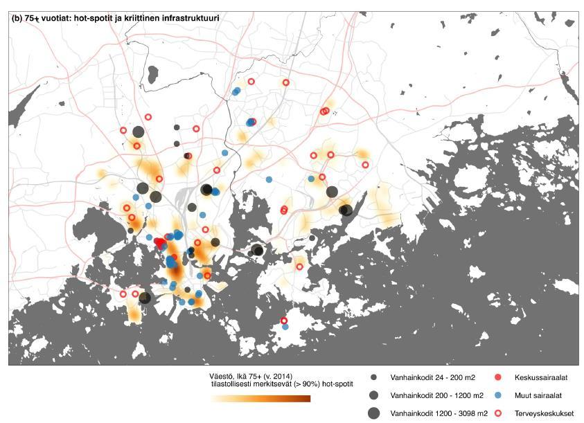 Ikääntyneitä asuu paljon alueilla, joilla lämpösaareke on voimakkain.