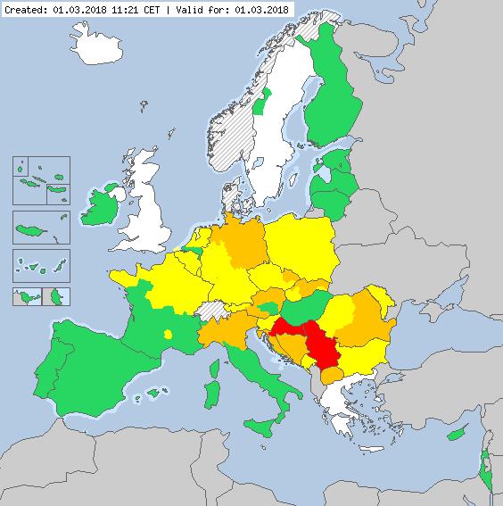 Kylmyysvaroituksia Suomessa 28.2. Euroopassa 1.3.