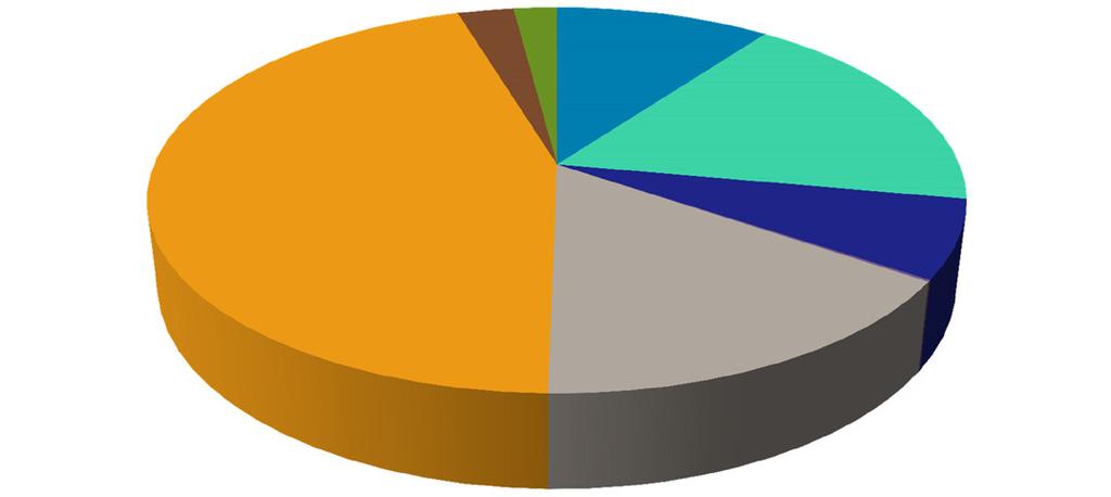 Vuoden 217 kulutuksen kasvihuonekaasupäästöjen jakautuminen (ilman teollisuutta) Kaupungin julkisten rakennusten energiaosuudet (lämmitys ja sähkö) Maatalouden päästöt 3 % Liikenteen päästöt 45 %