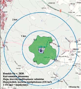 Hajutunniksi laskettiin kaikki tunnit, joissa hajupitoisuus ylitti 1 ou/m3 (= haju aistittavissa, 50 % ihmisistä aistii hajua).