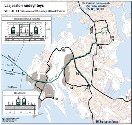 dun kautta Jätkäsaareen. Jätkäsaaren maankäyttö ei perustele kolmea linjaa ennen 2016 2018. Lopputilanteessa kaikki linjat ulottuvat satamaan.