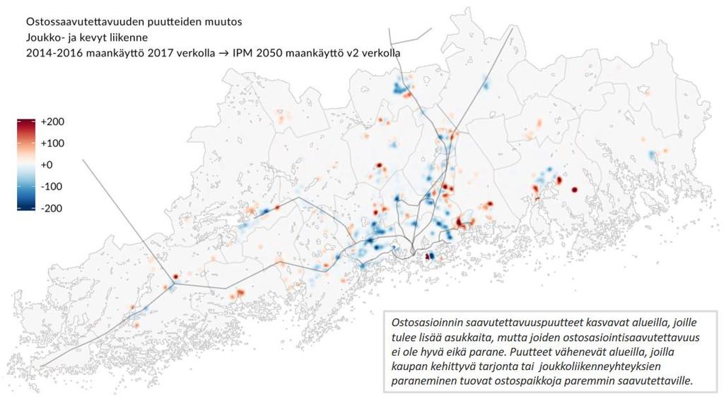 19 Kuva 10 Saavutettavuuspuutteiden muutos 2017-2050
