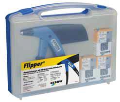 Flipper Vetoniittityökalu helppoon käsiteltävyyteen vain yhdellä kädellä.