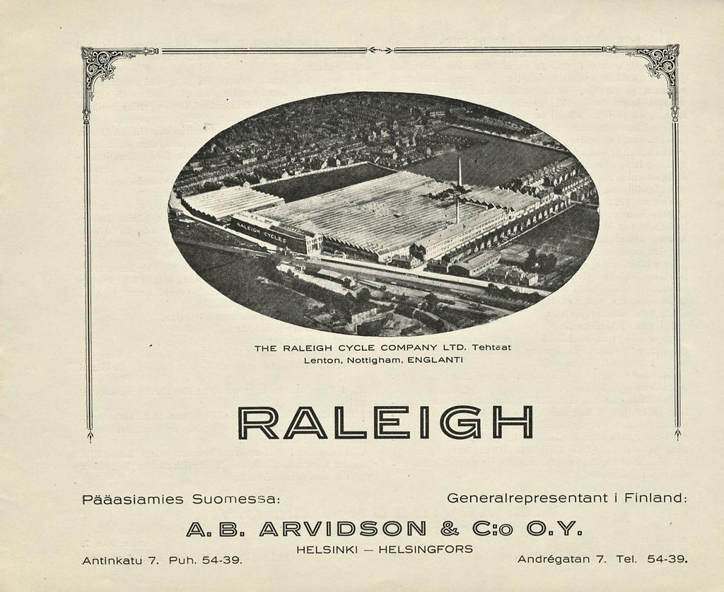 THE RALEIGH CYCLE COMPANY LTD. Tehtaat Lenton. Nottigham.