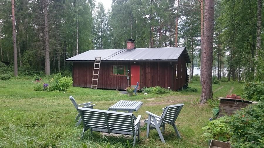 16 Kuva 8. Mökki, jonka ympärillä on havaittu lepakkoja lentämässä. Vene- ja saunarannan molemmin puolin on pienet ruovikot, jotka voivat soveltua viitasammakoiden esiintymisalueiksi.