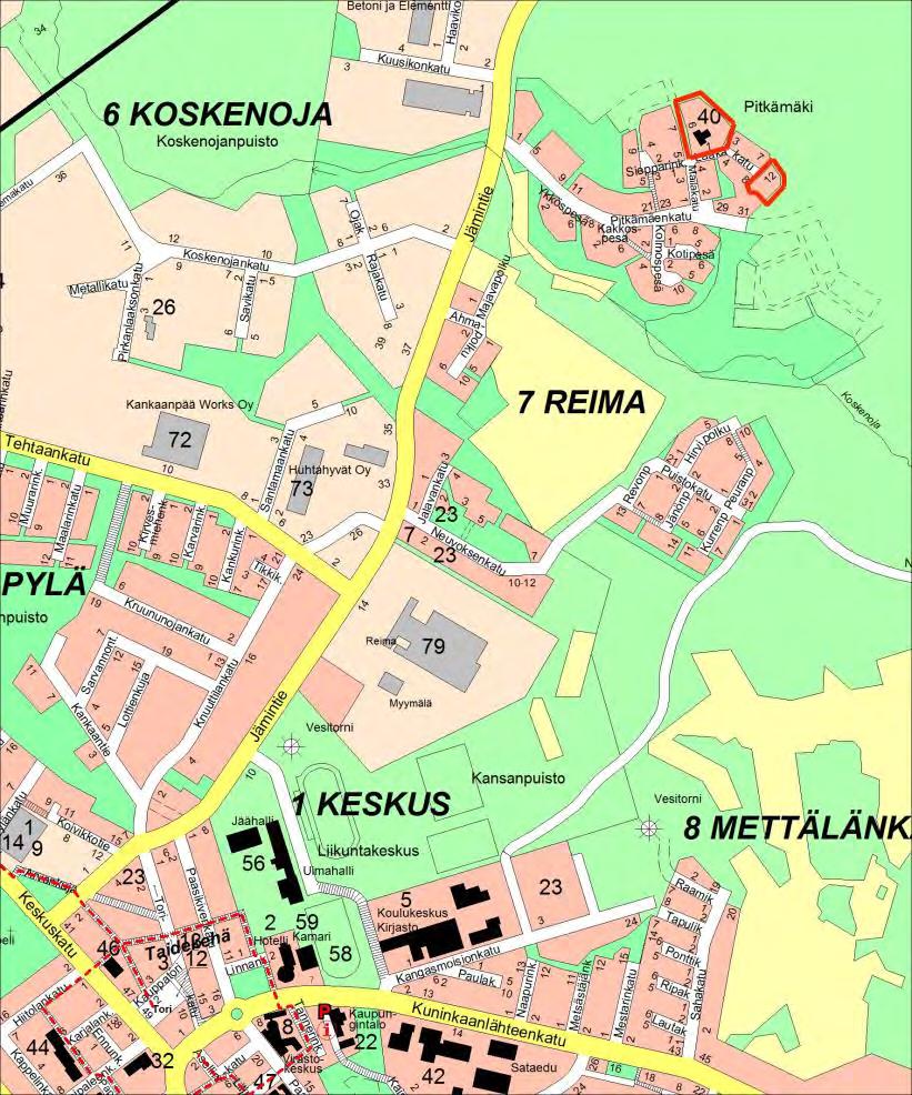 3 28.03.2017 1.2 Kaava-alueen sijainti ja koko Muutettavat korttelien alueet sijaitsevat Kankaanpään Pitkämäen asuntoalueella kahdessa eri kohteessa. Kohteet sijaitsevat Mailakadulla ja Laakakadulla.