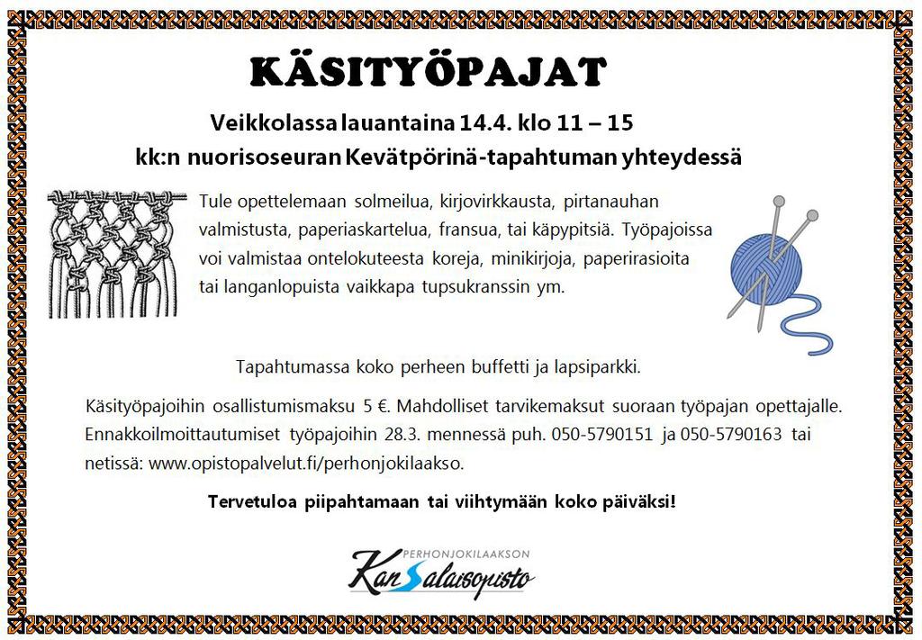 Ohjelmassa: Maksutonta kahvittelua, muutoskertomuksia, yhdessäoloa, keskustelua. Perjantaisin samaan aikaan mummuparkki lapsille Holvin alakerrassa. Paikka: Wanha Holvi, Koulutie 73,