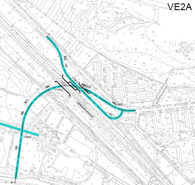 Vaihtoehto VE2A Pallotie linjataan Tampere-Seinäjoki radan ali. Alittavan sillan alikulkukorkeus on 4,6 metriä ja poikkileikkaus on 13,5 metriä.