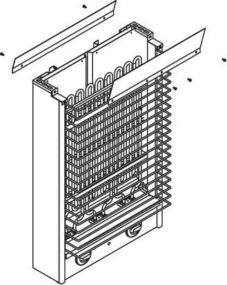 Heater ssembly Follow these illustrations to assemble the heater. Screw the supplied reflection sheets into the casing (see picture below). Place the leveling bolt at the back of the casing.