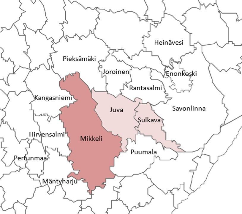 ESIMERKKI Mikkeli 30 000 asukasta + Juva ja Sulkava väestö yhteensä 38 993 Etelä-Savo Väestö 31.12.