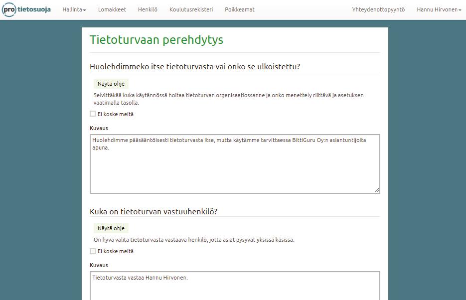 Tai vaihtoehtoisesti avaatte Täytä-napin näkymän ja näytätte myös kaikki palvelussa olevat ohjeet perehdytettäville.
