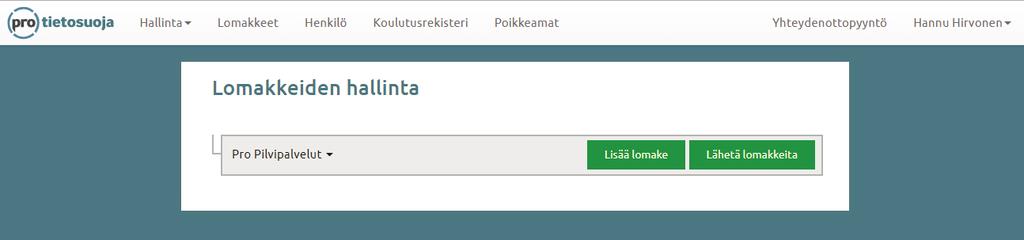 Yksiköissä on valmiina organisaation virallinen nimi eli pääyksikkö. Kuva: Yksiköiden hallinta Alayksiköitä lisätään pääyksikön alle Luo alayksikkö -napista.