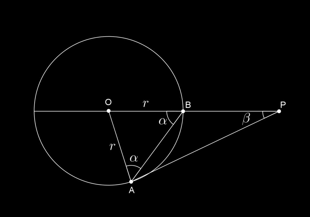 Ratkaisu Kolmio OAB on tasakylkinen, koska sen kyljet muodostuvat ympyrän säteistä. Kantakulmat ovat yhtä suuret.