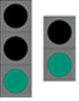 2 Kiinteä vihreä valo Vihreä valo osoittaa, että ajoneuvolla ja raitiovaunulla saa sivuuttaa pääopastimen ja pysäytysviivan.