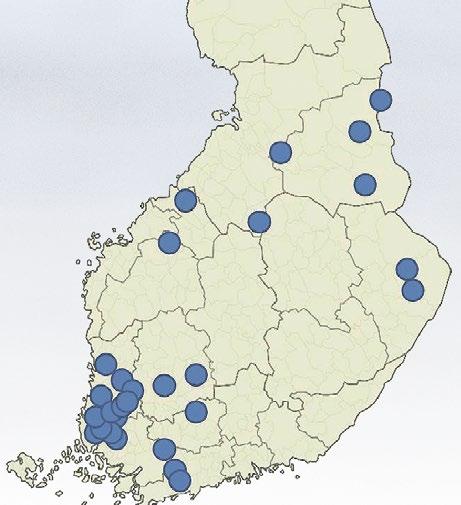 Distribution of freshwater territories of the White-tailed Sea Eagle in southern and central Finland up to 25. toimintoja ylipäätään. Seurauksena on joko nopea tai hidas nääntyminen ja kuolema.