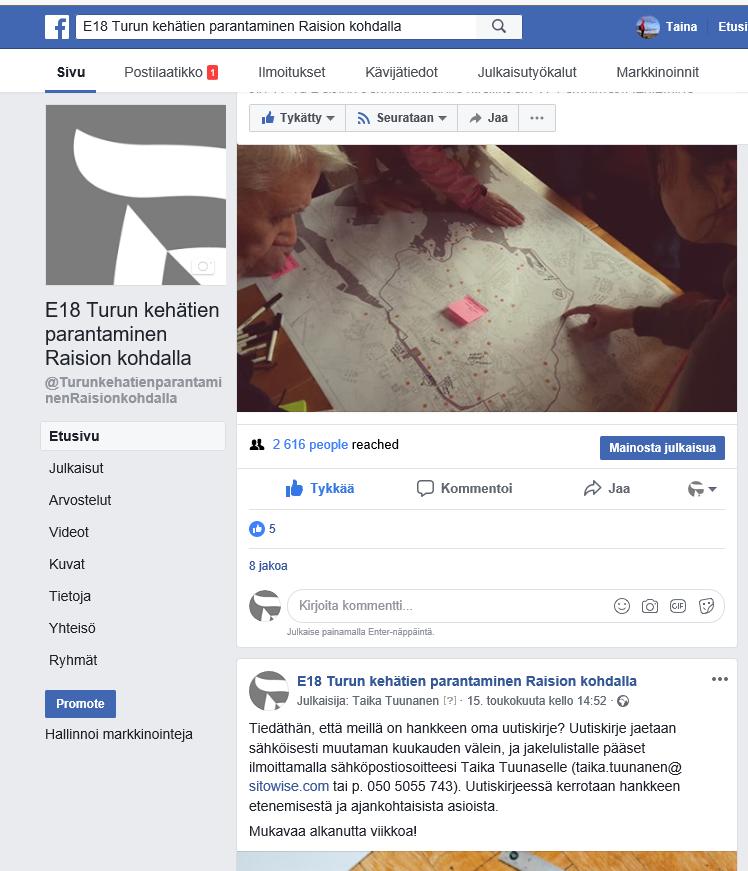 www.facebook.com/turunkehatienparantaminenraisionkohdalla Hankkeella on oma sähköpostilista (taika.