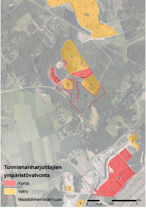 Alueen ympäristöluvalliset toiminnanharjoittajat 1. Circulation Oy 2. Circulation Oy 3. HSY:n kuonankäsittelyalue 4. HSY:n puujätteen käsittelykenttä 5. Kuusakoski 6.