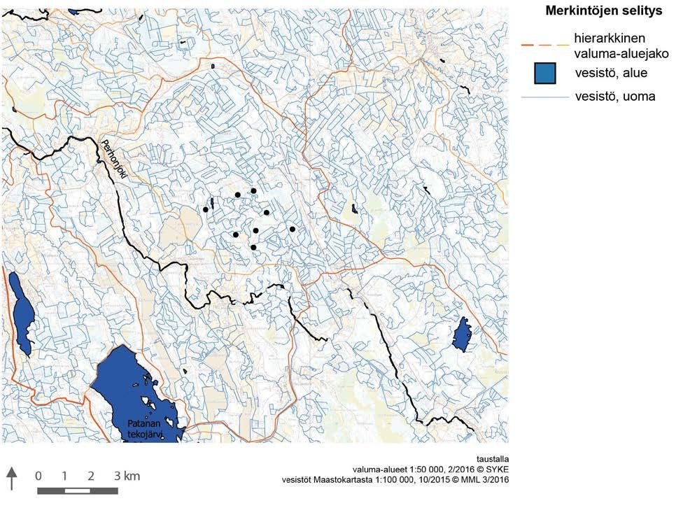 3.7. Vesistöt Hankealueen lounaispuolella virtaa Perhonjoki. Lähin järvi on lähimmillään n. 5 kilometrin päässä sijaitseva Patanan tekojärvi.