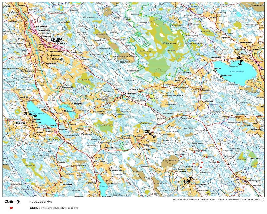 5.2. Valokuvasovitteet Tuulivoimapuistohankkeen maisemavaikutuksia havainnollistamaan on laadittu valokuvasovitteita paikoista, joihin tuulivoimalat näkyvät hyvin.