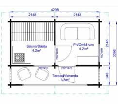 Sauna 3,6 m2 + pukuhuone 2,7