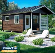 KURSU PRE-CUT SAUNA 6,3 m2, Sauna 4 m2 + pukuhuone 2,3 m2 ja terassi 8 m2 Kursu Pre-cut pihasauna sopii niin moderniin
