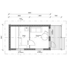 SYVÄRI PRE-CUT SAUNA 19,5 m2, Sauna 7,9 m2 + pukuhuone 7,9 m2 + terassi 5,8 m2 Syväri Pre-cut pihasaunassa kylpee ja peseytyy isomallakin