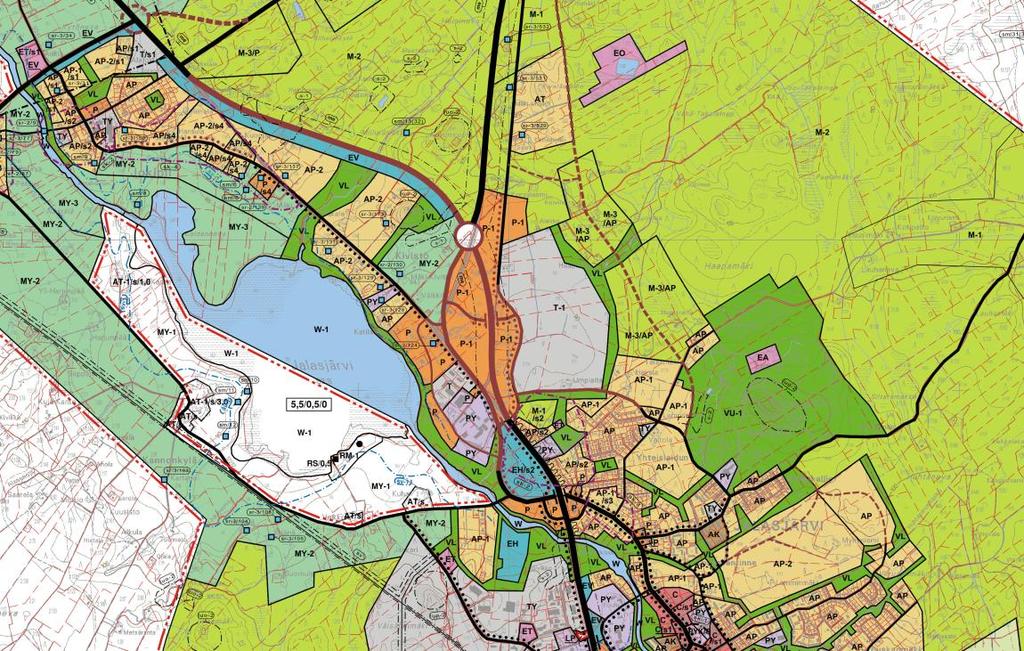 Liite 1. 6(11) Yleiskaava Jalasjärven kirkonseudun osayleiskaava 2025 on Jalasjärven kunnanvaltuusto hyväksynyt 17.4.2008 19. Palveluiden ja hallinnonalue. Alue on tarkoitettu asemakaavoitettavaksi.