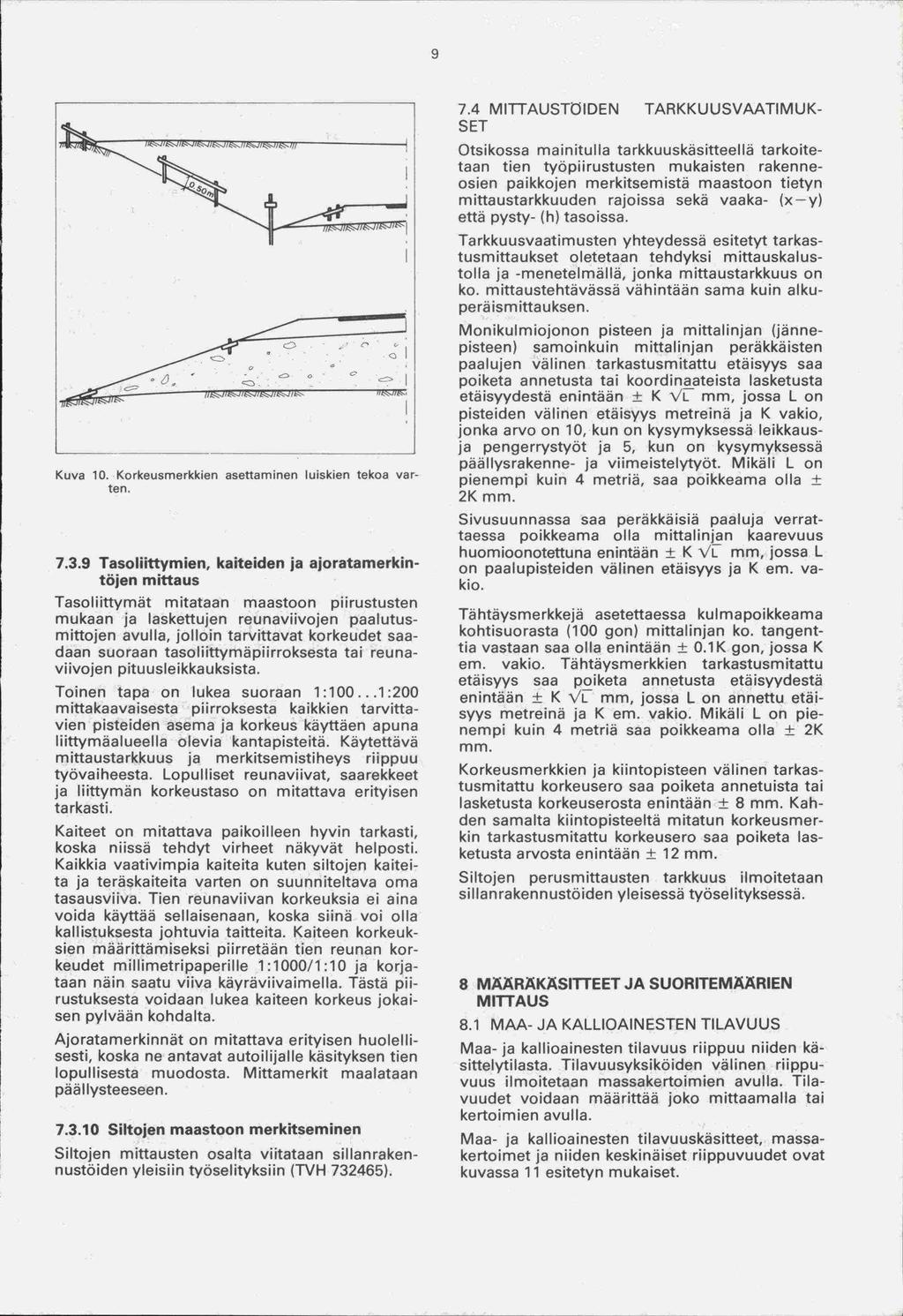 Kuva 10. Korkeusmerkkien asettaminen luiskien tekoa varte n. 7.3.