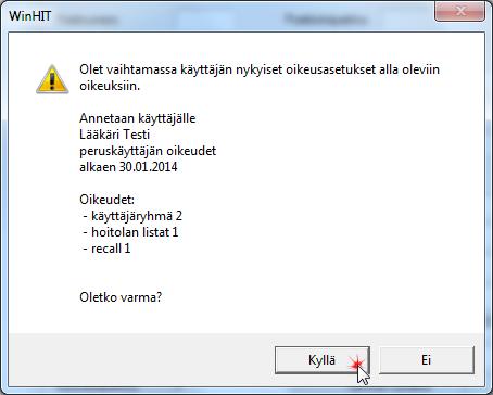 23 / 85 6.9.2. Peruskäyttäjäksi asettaminen Aseta peruskäyttäjäksi-painike antaa käyttäjälle peruskäyttäjän oikeudet.