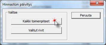 Voit tallentaa hinnaston toiseen paikkaan valitsemalla Tiedosto -ylävalikosta Tallenna nimellä. 8.4.7. Hintalista Excel-taulukoksi Hintalistasta voi myös tehdä Excel-taulukon (tai muun taulukon).