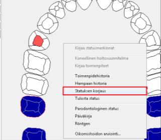 muutokset toimenpiteisiin, käynti laskutetaan painamalla Laskuta. 12.2. Statuksen korjaus Statuksen korjaus tarkoittaa Alku tai Loppu statuksen muuttamista.