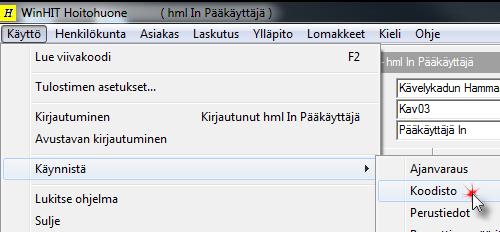 65 / 85 19. KÄYTÖN SEURANNAN KÄYNNISTÄMINEN Käytön seuranta tapahtuu Perustiedot-apuohjelmassa. Perustiedot käynnistetään joko Ajanvaraus- tai Hoitohuone-ohjelmasta.